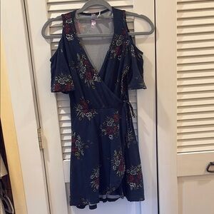 Floral Cold Shoulder Wrap Dress